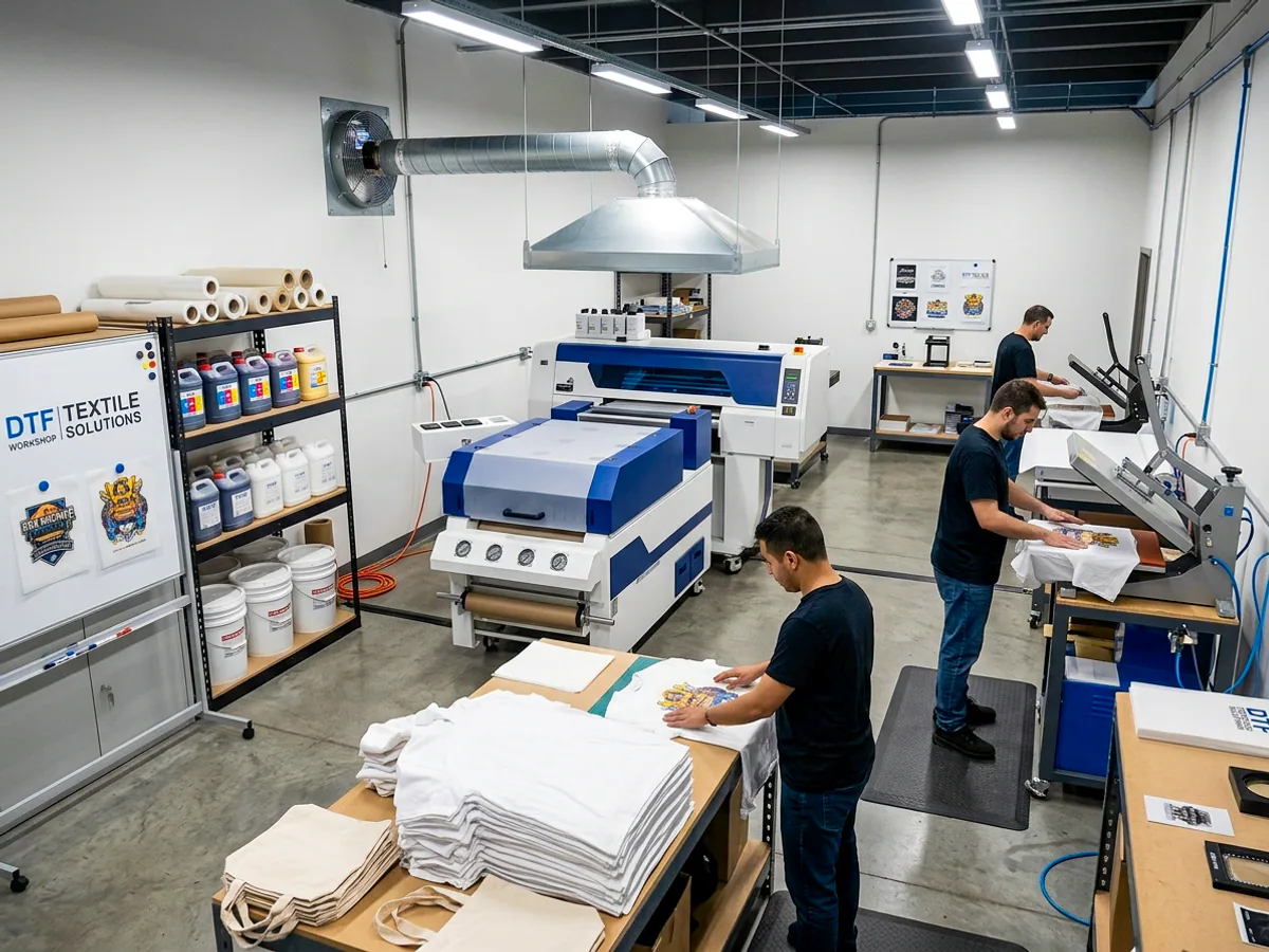 Producción de impresión DTF por metros en el taller