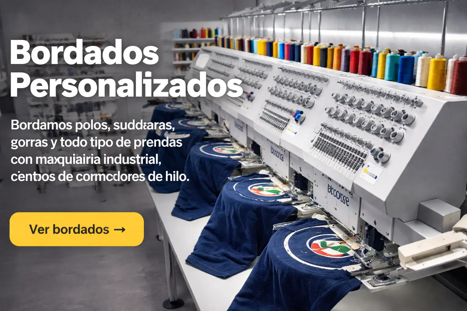 Maquinaria de bordado utilizada para personalización textil