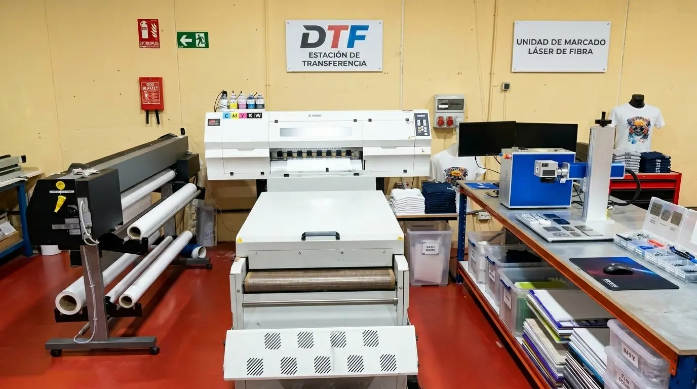 Equipos de producción DTF por metros en el taller